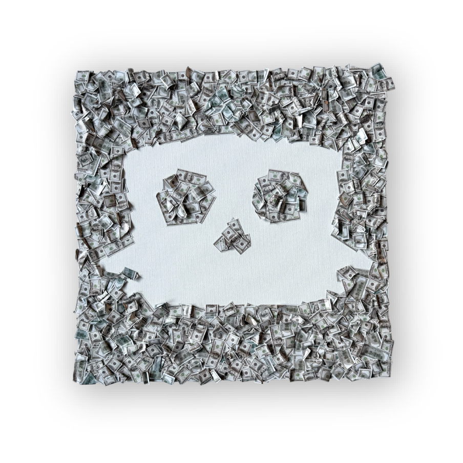 Un visage fait de détails (Mini faux Dollars)